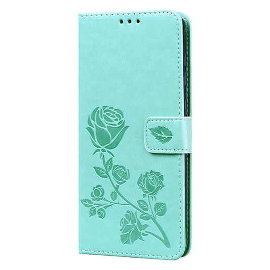 For Samsung Galaxy A21s Rose Embossed Horizontal Flip PU Leather Case with Holder & Card Slots & Wallet(Green) by buy2fix