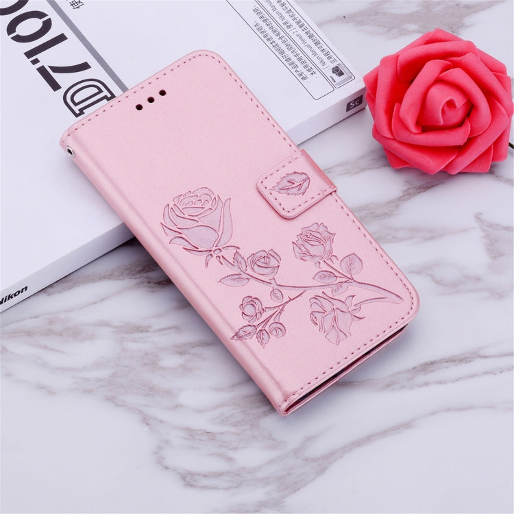 For Xiaomi Poco X3 NFC Rose Embossed Horizontal Flip PU Leather Case with Holder & Card Slots & Wallet(Rose Gold) by buy2fix