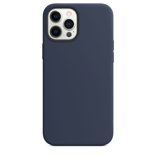 For iPhone 12 Pro Max Magnetic Liquid Silicone Full Coverage Shockproof Magsafe Case with Magsafe Charging Magnet(Navy Blue) by buy2fix