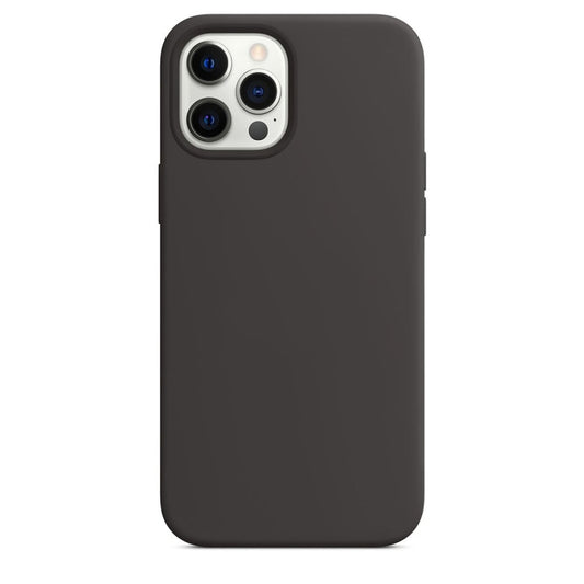 For iPhone 12 Pro Max Magnetic Liquid Silicone Full Coverage Shockproof Magsafe Case with Magsafe Charging Magnet(Black) by buy2fix