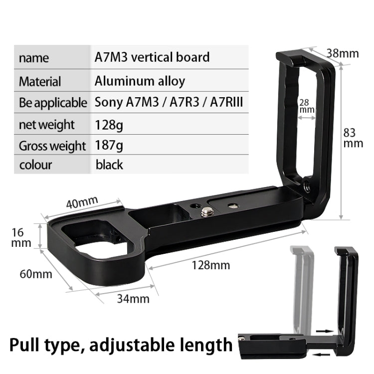 BEXIN A73 L-plate Camera Vertical Clapper for A7M3 A7III A7RIII Camera(Black) by BEXIN