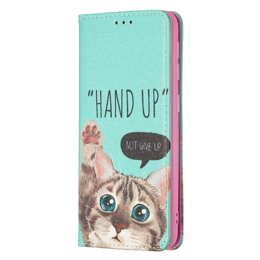 For Samsung Galaxy A10e / A20e Colored Drawing Pattern Invisible Magnetic Horizontal Flip PU Leather Case with Holder & Card Slots & Wallet(Cat) by buy2fix