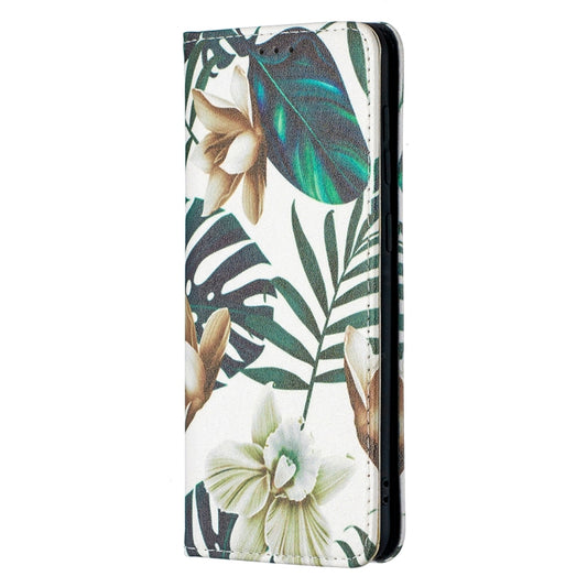 For Samsung Galaxy A50 Colored Drawing Pattern Invisible Magnetic Horizontal Flip PU Leather Case with Holder & Card Slots & Wallet(Red Leaves) by buy2fix