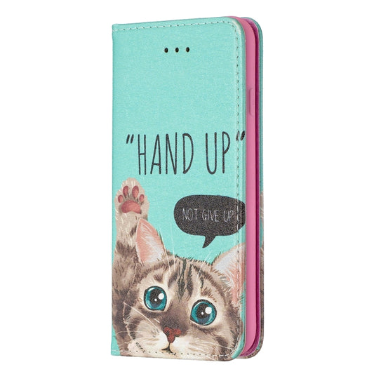 Colored Drawing Pattern Invisible Magnetic Horizontal Flip PU Leather Case with Holder & Card Slots & Wallet For iPhone 8 & 7(Cat) by buy2fix