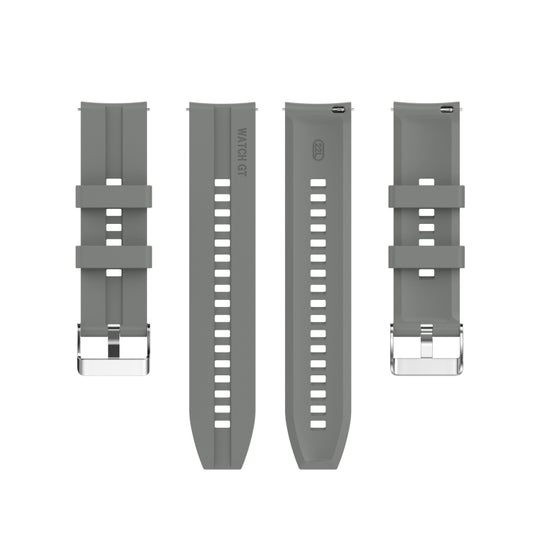 For TicWatch Pro 3 Silicone Watch Band with Silver Steel Buckle(Grey) by buy2fix