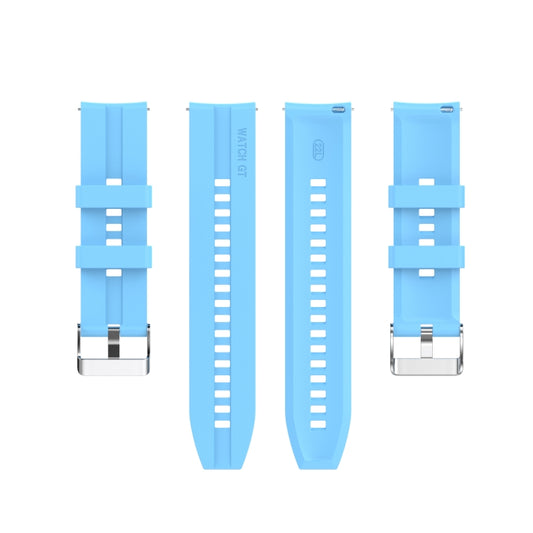 For TicWatch Pro 3 Silicone Watch Band with Silver Steel Buckle(Sky Blue) by buy2fix