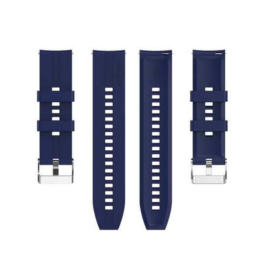 For TicWatch Pro 3 Silicone Watch Band with Silver Steel Buckle(Midnight Blue) by buy2fix