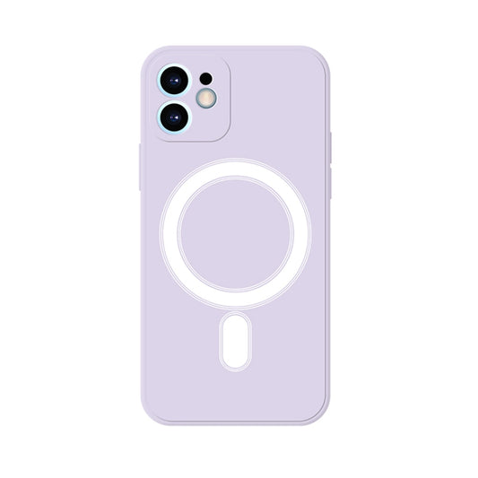 For iPhone 12 Silicone Full Coverage Shockproof Magsafe Case(Light Purple) by buy2fix