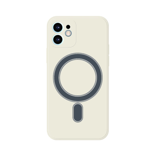For iPhone 12 Pro Max Silicone Full Coverage Shockproof Magsafe Case(White) by buy2fix