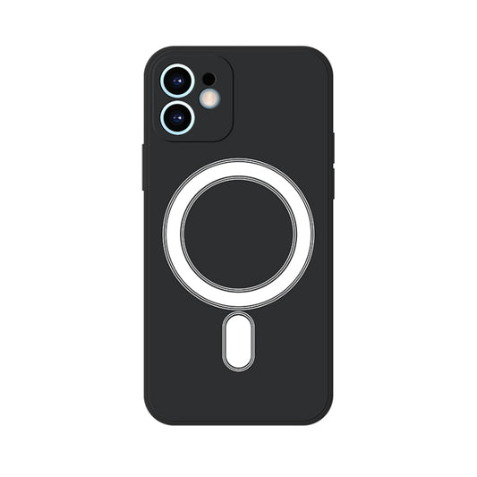 For iPhone 12 Pro Max Silicone Full Coverage Shockproof Magsafe Case(Black) by buy2fix