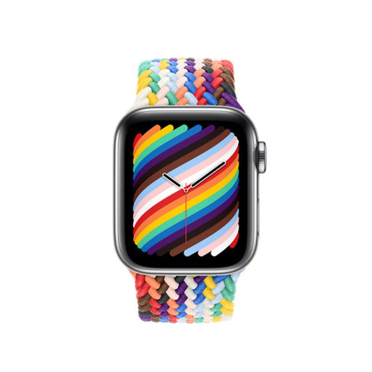 Nylon Single-turn Braided Watch Band For Apple Watch Series 9&8&7 41mm / SE 3&SE 2&6&SE&5&4 40mm / 3&2&1 38mm, Length:S 130mm(Rainbow Color) by buy2fix