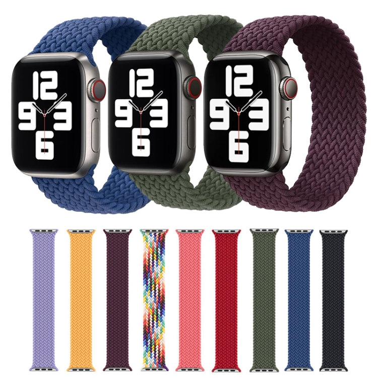 Nylon Single-turn Braided Watch Band For Apple Watch Series 9&8&7 41mm / SE 3&SE 2&6&SE&5&4 40mm / 3&2&1 38mm, Length:L 155mm(Rainbow Color) by buy2fix