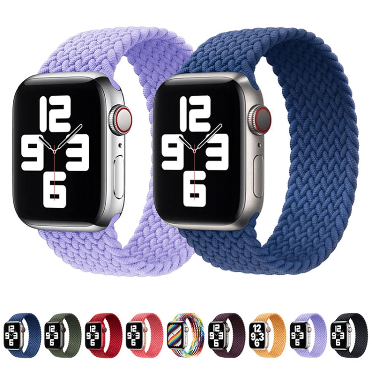 Nylon Single-turn Braided Watch Band For Apple Watch Ultra 49mm&Watch Ultra 2 49mm / Series 9&8&7 45mm / SE 3&SE 2&6&SE&5&4 44mm / 3&2&1 42mm, Length:M 155mm(Rainbow Color) by buy2fix