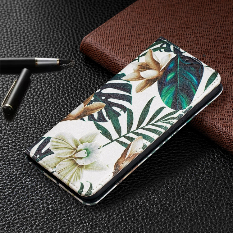 For Huawei Y6 (2019) Colored Drawing Pattern Invisible Magnetic Horizontal Flip PU Leather Case with Holder & Card Slots & Wallet(Red Leaves) by buy2fix