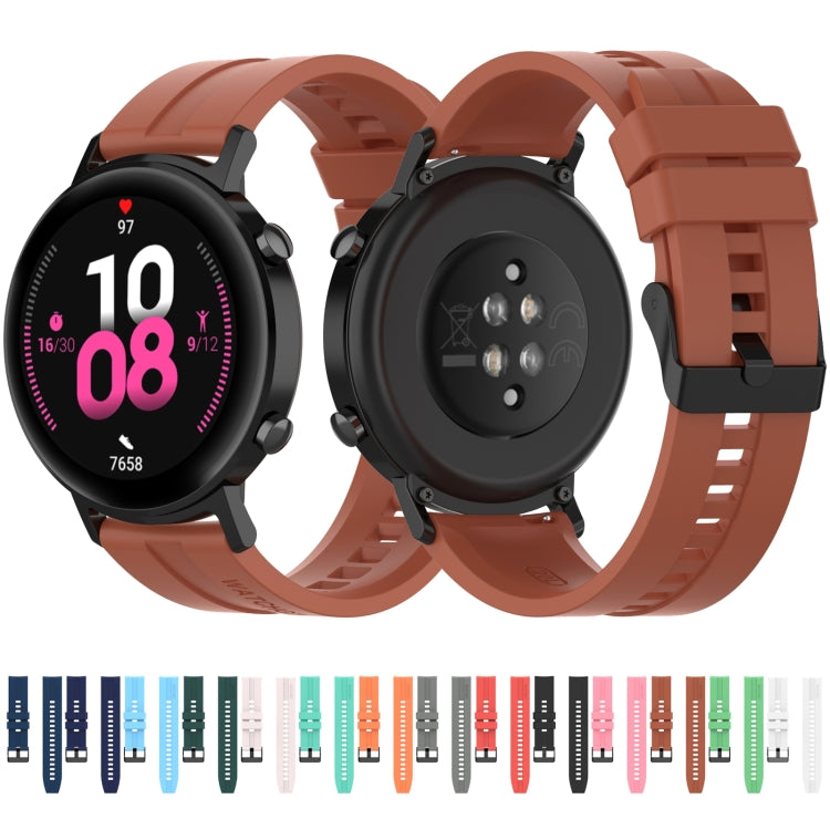 For Huawei Watch GT 2 42mm Silicone Watch Band with Silver Buckle(Aurora Blue) by buy2fix