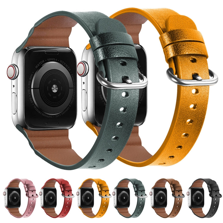 Genuine Leather Watch Bands For Apple Watch Series 7 45mm / 6 & SE & 5 & 4 44mm / 3 & 2 & 1 42mm(Brown) by buy2fix
