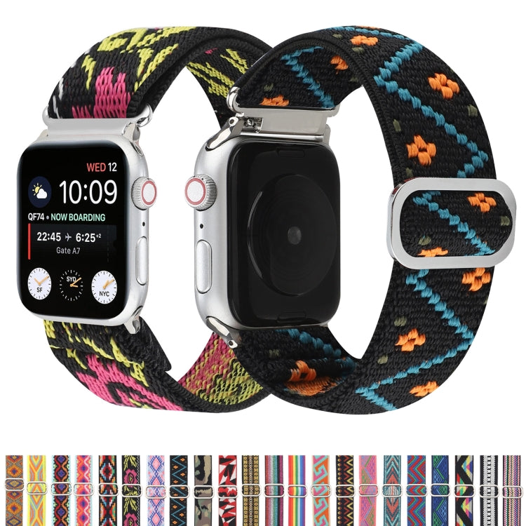 Metal Japanese Buckle Elastic Nylon Watch Band For Apple Watch Series 7 45mm / 6 & SE & 5 & 4 44mm / 3 & 2 & 1 42mm(21) by buy2fix