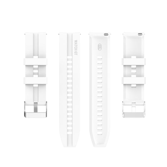 For Huawei Watch GT 2 46mm Silicone Watch Band with Silver Buckle(White) by buy2fix