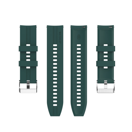 For Huawei Watch GT 2 46mm Silicone Watch Band with Silver Buckle(Dark Green) by buy2fix