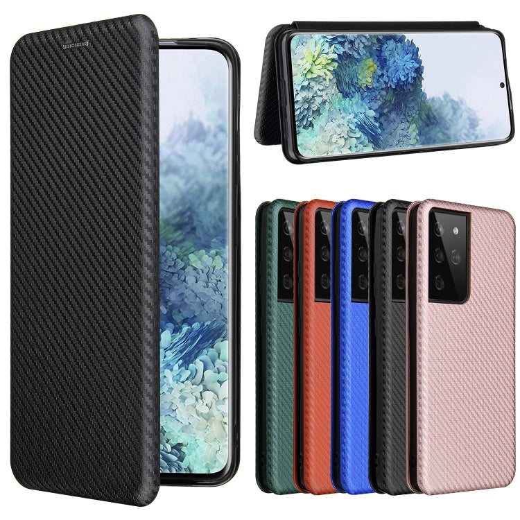 For Samsung Galaxy S21 Ultra 5G Carbon Fiber Texture Horizontal Flip TPU + PC + PU Leather Case with Card Slot(Black) by buy2fix