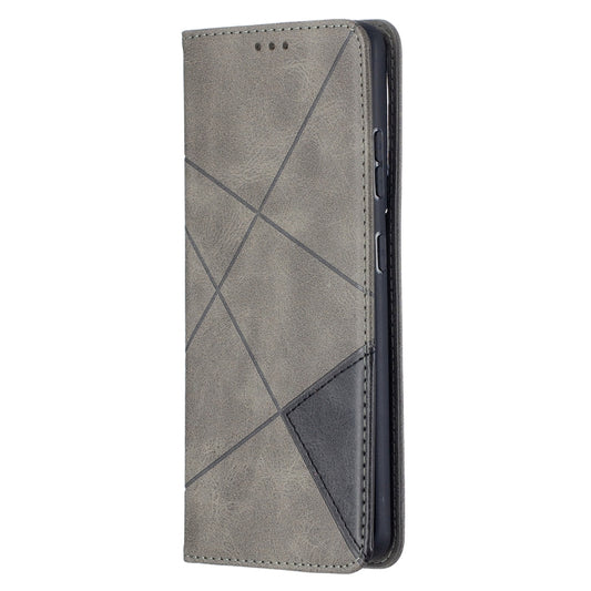 For Samsung Galaxy S21 Ultra 5G Rhombus Texture Horizontal Flip Magnetic Leather Case with Holder & Card Slots(Grey) by buy2fix