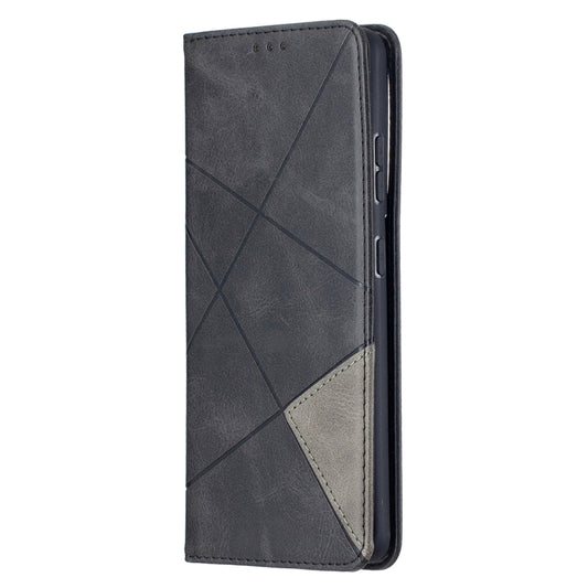 For Samsung Galaxy S21 Ultra 5G Rhombus Texture Horizontal Flip Magnetic Leather Case with Holder & Card Slots(Black) by buy2fix