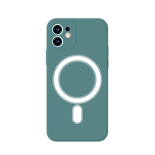 For iPhone 11 Pro Silicone Full Coverage Shockproof Magsafe Case (Deep Green) by buy2fix