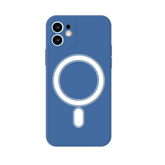 For iPhone 11 Pro Max Silicone Full Coverage Shockproof Magsafe Case (Blue) by buy2fix