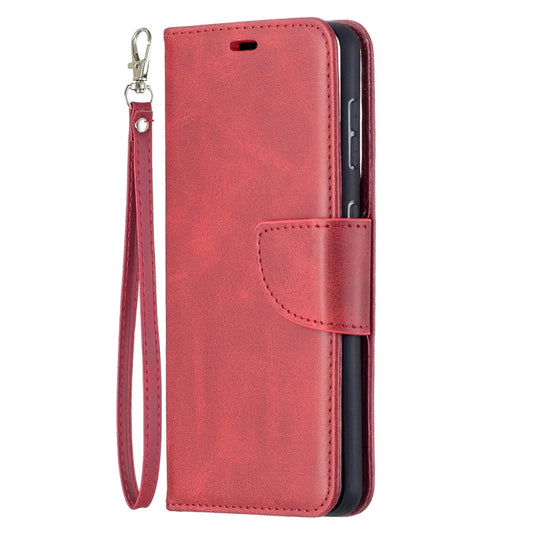 For Samsung Galaxy S21 5G Lambskin Texture Pure Color Horizontal Flip PU Leather Case with Holder & Card Slots & Wallet & Lanyard(Red) by buy2fix