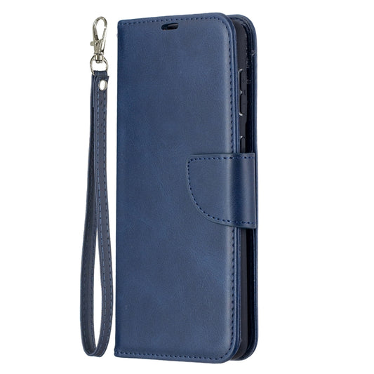 For Samsung Galaxy S21+ 5G Lambskin Texture Pure Color Horizontal Flip PU Leather Case with Holder & Card Slots & Wallet & Lanyard(Blue) by buy2fix