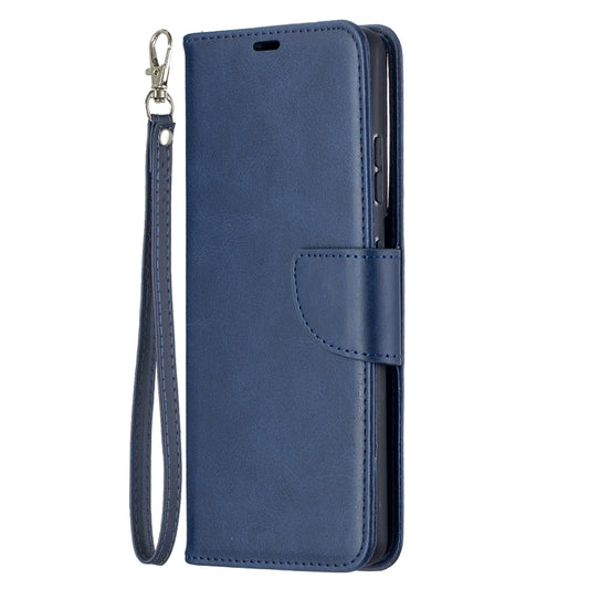 For Samsung Galaxy S21 Ultra 5G Lambskin Texture Pure Color Horizontal Flip PU Leather Case with Holder & Card Slots & Wallet & Lanyard(Blue) by buy2fix