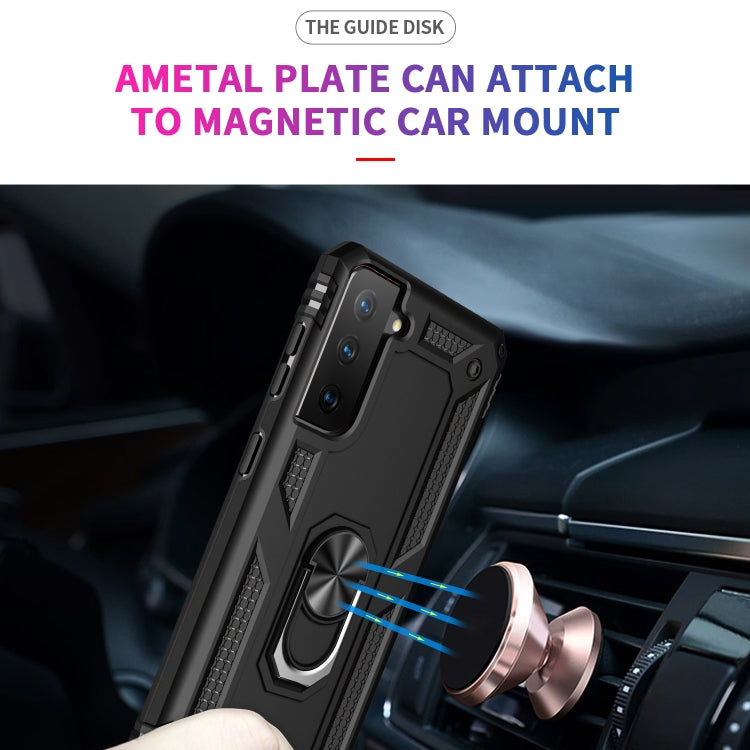 For Samsung Galaxy S21 5G Shockproof TPU + PC Protective Case with 360 Degree Rotating Holder(Black) by buy2fix