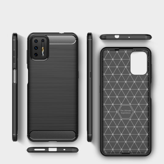 For Motorola Moto G9 Plus Brushed Texture Carbon Fiber TPU Case(Red) by buy2fix