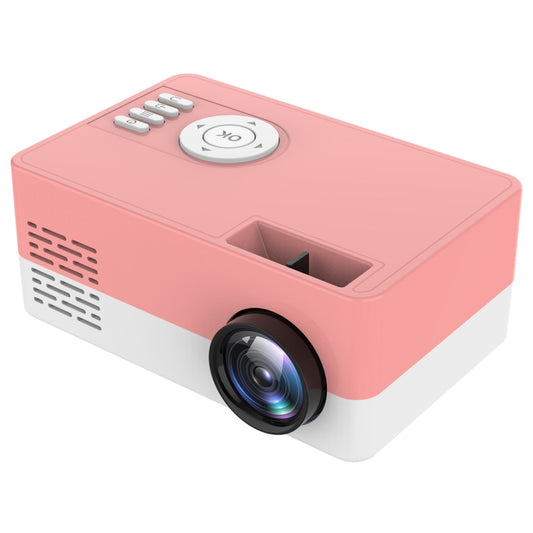 J15 1920 x 1080P HD Household Mini LED Projector with Tripod Mount Support AV / HDMI x 1 / USB x1 / TF x 1, Plug Type:AU Plug(Pink White) by buy2fix