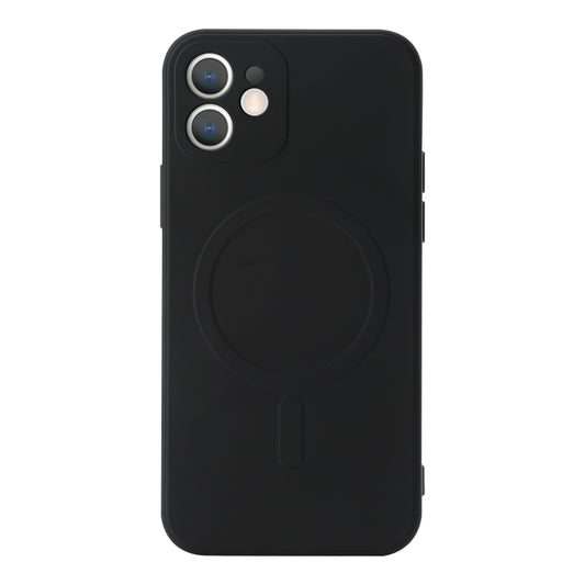 For iPhone 12 mini Liquid Silicone Full Coverage Shockproof Magsafe Case (Black) by buy2fix