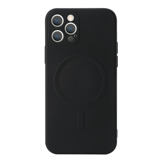 For iPhone 12 Pro Liquid Silicone Full Coverage Shockproof Magsafe Case(Black) by buy2fix