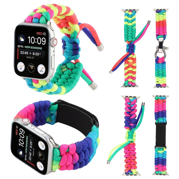 Umbrella Cord Rainbow Watch Band For Apple Watch Series 7 41mm / 6 & SE & 5 & 4 40mm / 3 & 2 & 1 38mm(C) by buy2fix