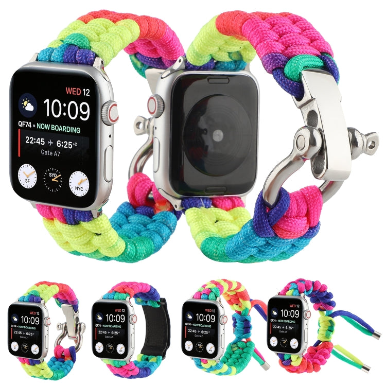Umbrella Cord Rainbow Watch Band For Apple Watch Ultra 49mm&Watch Ultra 2 49mm / Series 9&8&7 45mm / SE 3&SE 2&6&SE&5&4 44mm / 3&2&1 42mm(A) by buy2fix