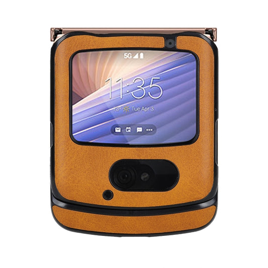 For Motorola Moto Razr 5G Two-color Cowhide Texture Top-grain Leather Shockproof Protective Case(Brown) by buy2fix