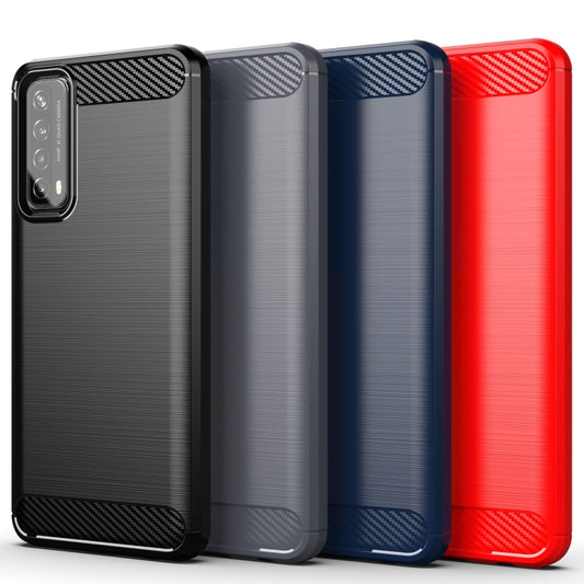 For Huawei P Smart 2021 Brushed Texture Carbon Fiber TPU Case(Red) by buy2fix