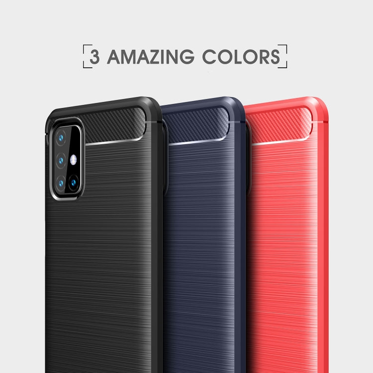 For Samsung Galaxy M31s Brushed Texture Carbon Fiber TPU Case(Navy Blue) by buy2fix