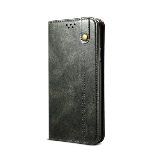 For iPhone XS Max Simple Wax Crazy Horse Texture Horizontal Flip Leather Case with Card Slots & Wallet(Dark Green) by buy2fix