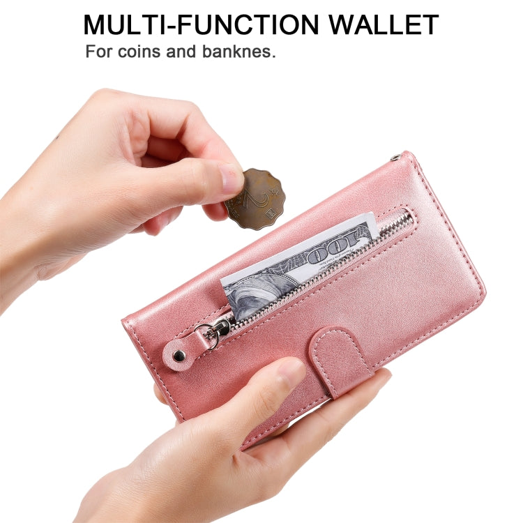 For OPPO A52 / A72 / A92 Fashion Calf Texture Zipper Horizontal Flip Leather Case with Holder & Card Slots & Wallet(Rose Gold) by buy2fix