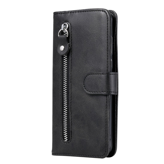For Motorola Moto G9 Plus Fashion Calf Texture Zipper Horizontal Flip Leather Case with Holder & Card Slots & Wallet(Black) by buy2fix