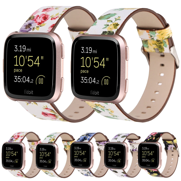 For Fitbit Versa 1 / 2 Flower Pattern Watch Band(Black Pink) by buy2fix