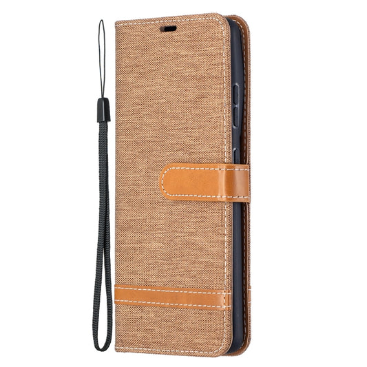 For Samsung Galaxy S21 Ultra 5G Color Matching Denim Texture Horizontal Flip Leather Case with Holder & Card Slots & Wallet & Lanyard(Brown) by buy2fix