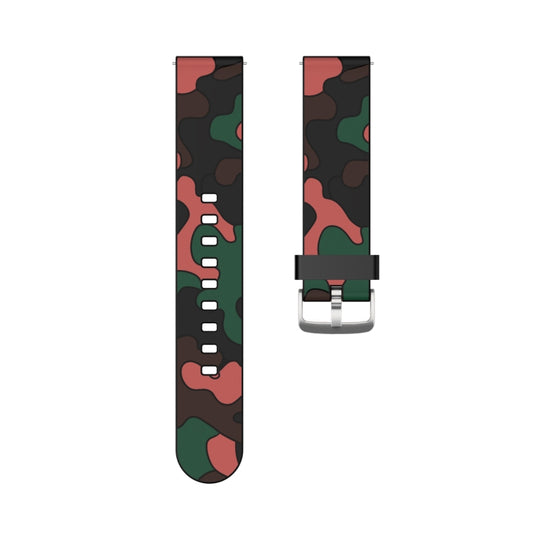 20mm For Samsung Galaxy Watch Active2 44mm / Watch Active2 40mm / Watch Active Camouflage Silicone Watch Band with Silver Buckle(1) by buy2fix
