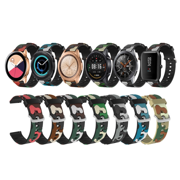 20mm For Samsung Galaxy Watch Active2 44mm / Watch Active2 40mm / Watch Active Camouflage Silicone Watch Band with Silver Buckle(5) by buy2fix