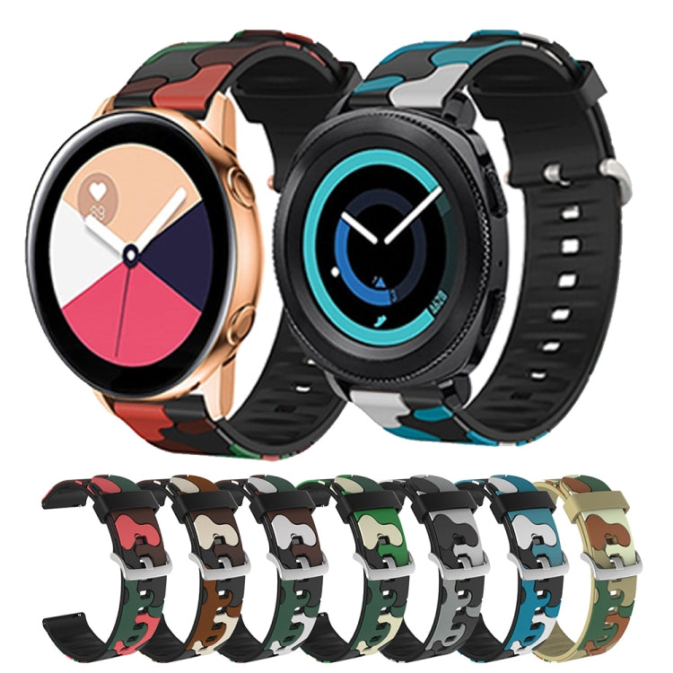 20mm For Fossil Mens Sport Camouflage Silicone Watch Band with Silver Buckle(5) by buy2fix