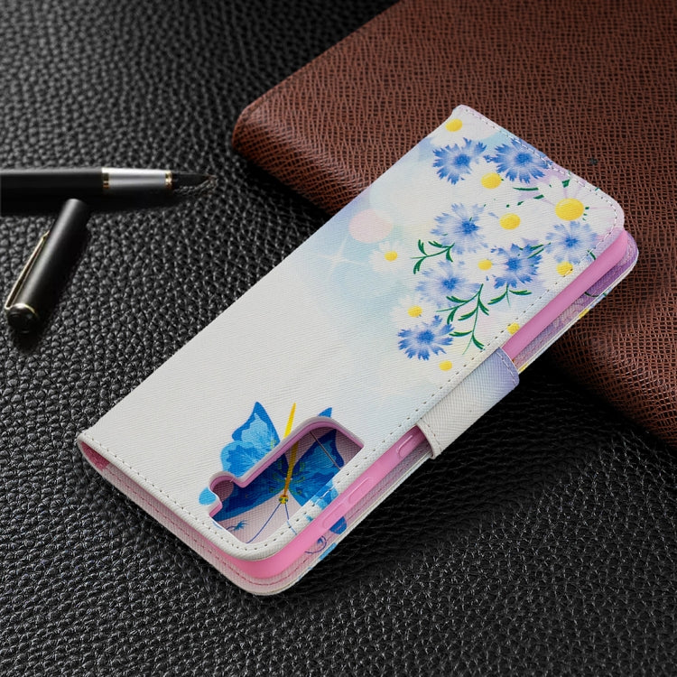For Samsung Galaxy S21+ 5G Colored Drawing Pattern Horizontal Flip Leather Case with Holder & Card Slots & Wallet(Flower and Butterfly) by buy2fix